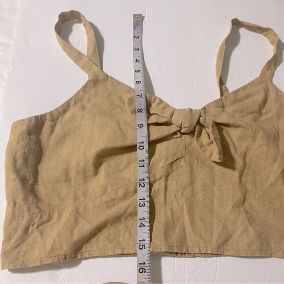 Universal Thread Tie-Front Crop Tank Top smocked Linen Blend nwot - L - Picture 6 of 10